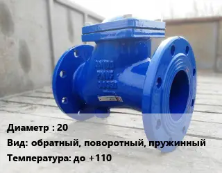 Клапан стальной 20 обратный, поворотный, пружинный до +110